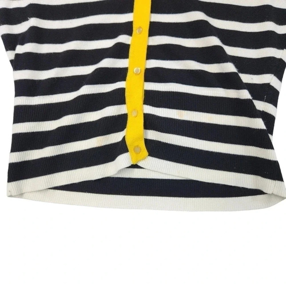 Red Button Cardigan Size L Yellow Block Black White Striped Long Sleeve *READ* - Picture 12 of 16